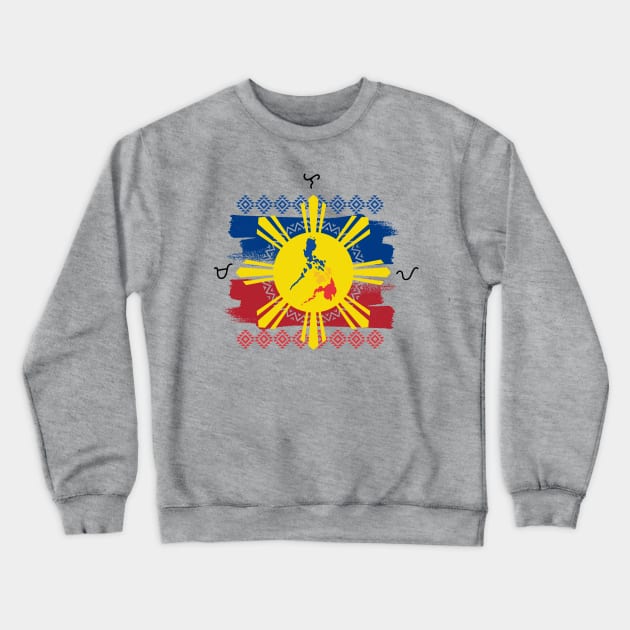 Philippine Flag Baybayin word Malaya (Freely) Crewneck Sweatshirt by Pirma Pinas